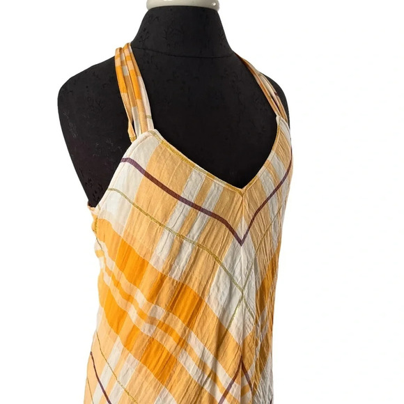 Holding Horses Yellow Plaid Maxi Sun Dress Anthropologie Medium - Picture 4 of 12